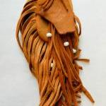 Acorn Color Fringed Leather Pouch