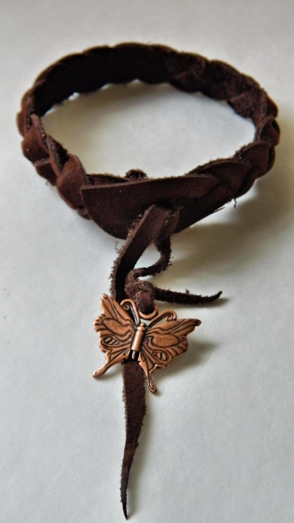 Hand Braided Leather Butterfly Cuff