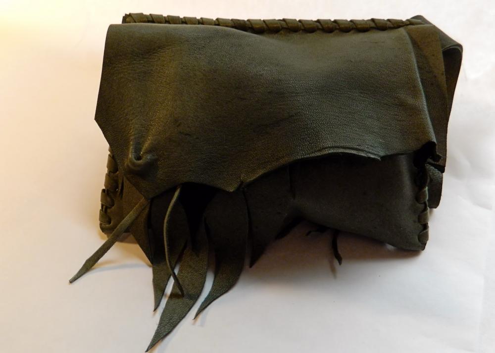 Hand Crafted Distressed Spruce Green Leather Clutch