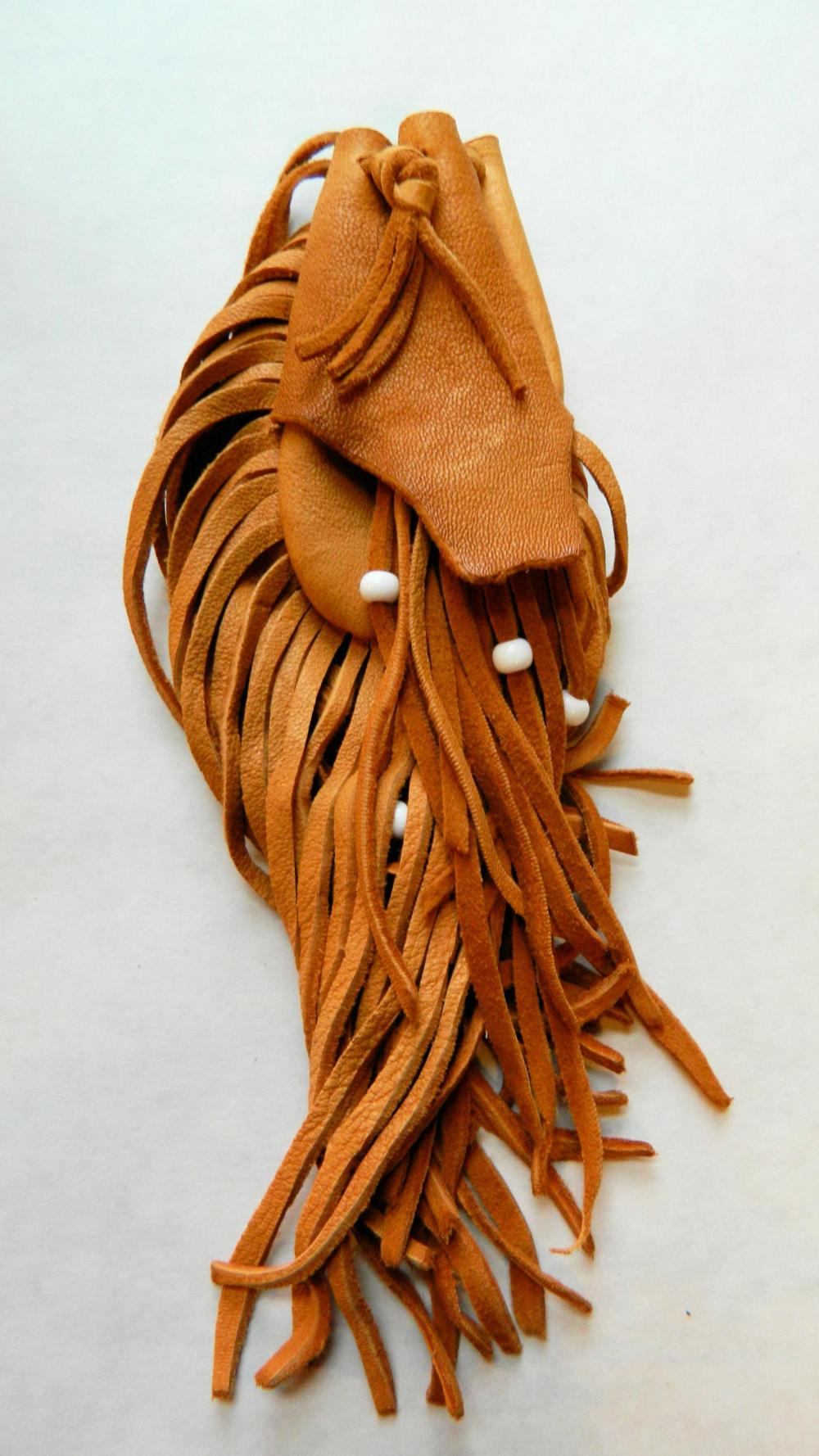Acorn Color Fringed Leather Pouch