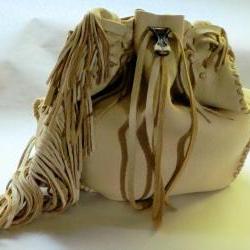 Hand Crafted Creamy Ivory Leather Handbag