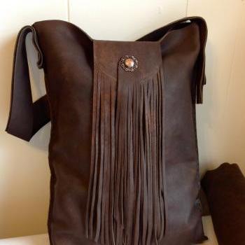 Hand crafted large leather tote